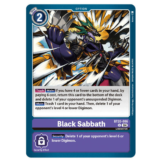 Black Sabbath BT20-096 card from the Digimon set BT19-20: Special Booster Ver.2.5