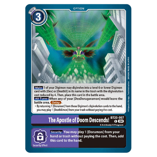 The Apostle of Doom Descends! BT20-097 card from the Digimon set BT19-20: Special Booster Ver.2.5
