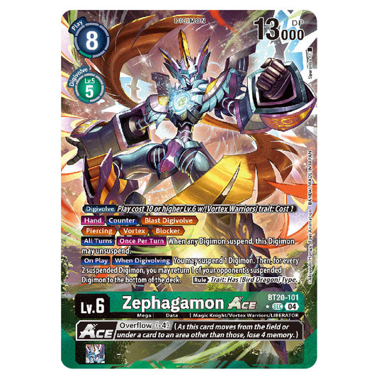 Zephagamon BT20-101a card from the Digimon set BT19-20: Special Booster Ver.2.5