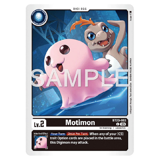 Motimon BT23-003 card from the Digimon set BT-23: Booster Hackers' Slumber