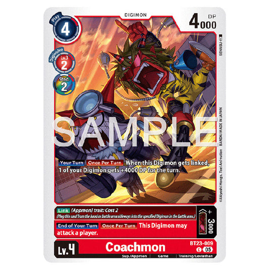 Coachmon BT23-009 card from the Digimon set BT-23: Booster Hackers' Slumber