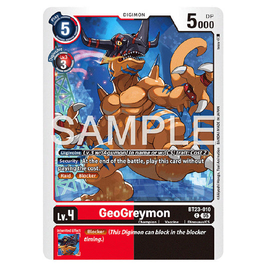 GeoGreymon BT23-010 card from the Digimon set BT-23: Booster Hackers' Slumber