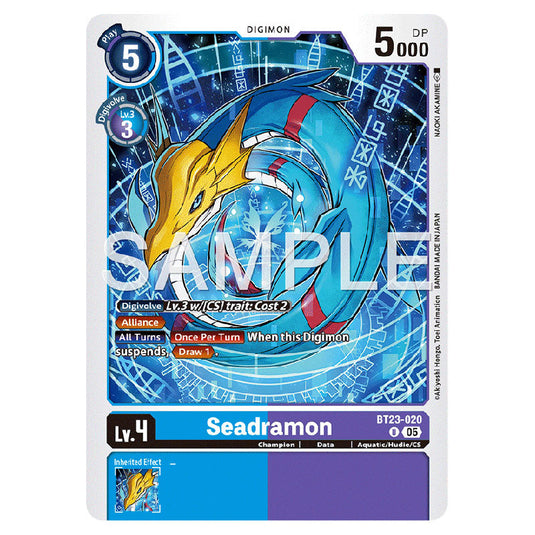 Seadramon BT23-020 card from the Digimon set BT-23: Booster Hackers' Slumber