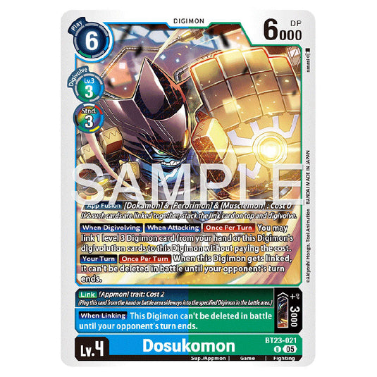 Dosukomon BT23-021 card from the Digimon set BT-23: Booster Hackers' Slumber