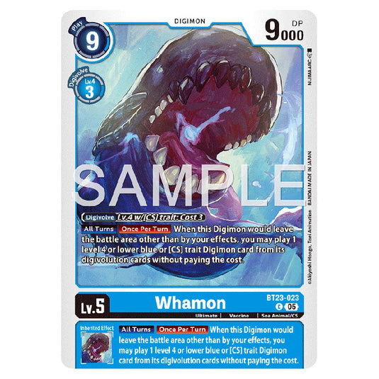 Whamon BT23-023 card from the Digimon set BT-23: Booster Hackers' Slumber
