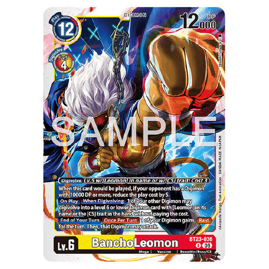 BanchoLeomon BT23-036 card from the Digimon set BT-23: Booster Hackers' Slumber
