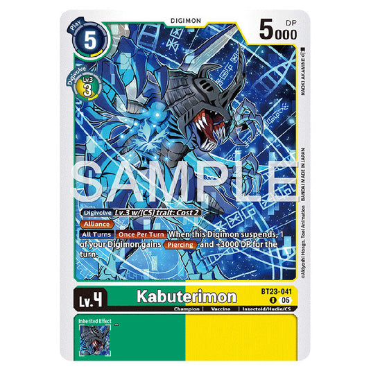 Kabuterimon BT23-041 card from the Digimon set BT-23: Booster Hackers' Slumber