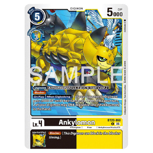 Ankylomon BT23-050 card from the Digimon set BT-23: Booster Hackers' Slumber