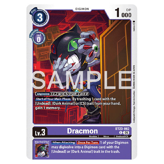 Dracmon BT23-062 card from the Digimon set BT-23: Booster Hackers' Slumber