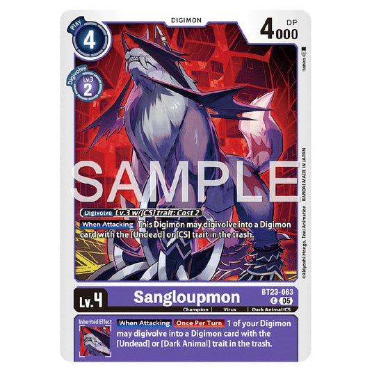 Sangloupmon BT23-063 card from the Digimon set BT-23: Booster Hackers' Slumber
