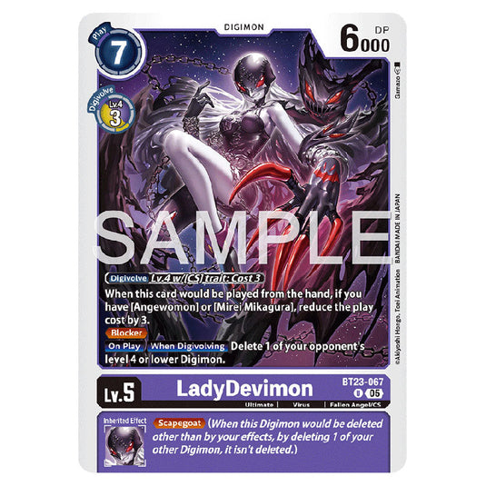 LadyDevimon BT23-067 card from the Digimon set BT-23: Booster Hackers' Slumber