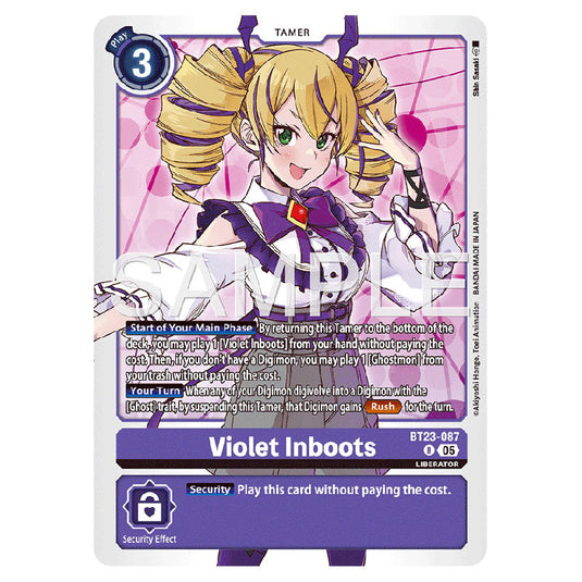 Violet Inboots BT23-087 card from the Digimon set BT-23: Booster Hackers' Slumber