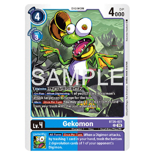 Gekomon BT26-021 card from the Digimon set Timeless Bonds