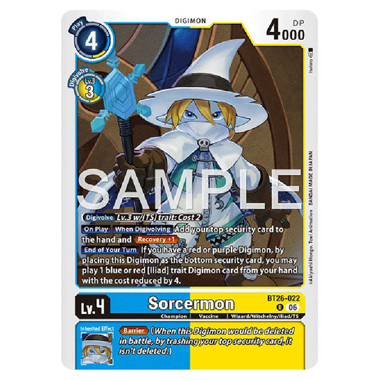 Sorcermon BT26-022 card from the Digimon set Timeless Bonds