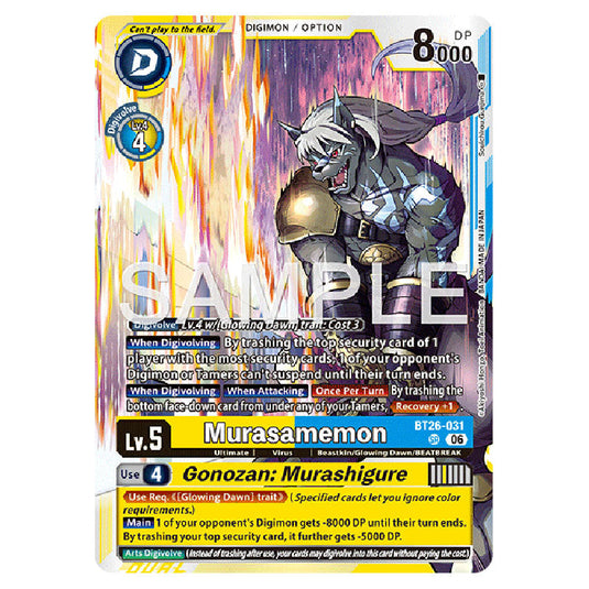 Murasamemon BT26-031 card from the Digimon set Timeless Bonds