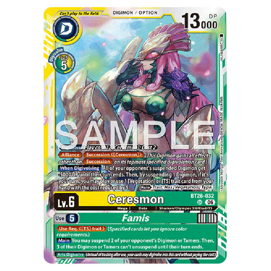 Ceresmon BT26-032 card from the Digimon set Timeless Bonds