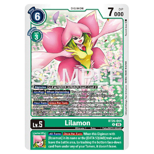 Lilamon BT26-044 card from the Digimon set Timeless Bonds