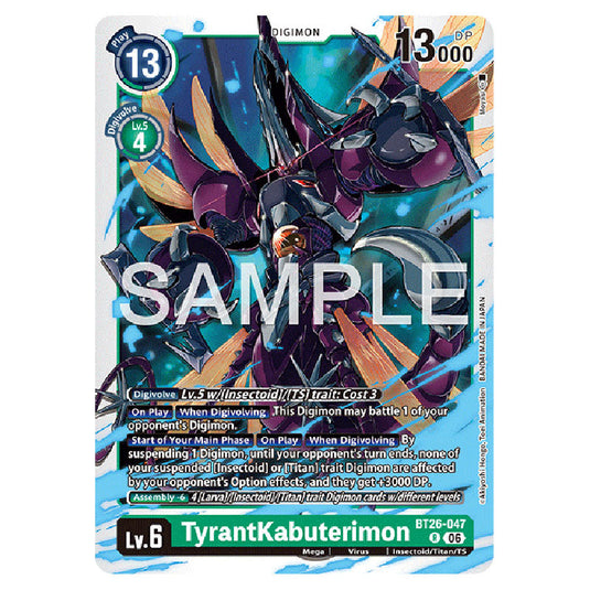 TyrantKabuterimon BT26-047 card from the Digimon set Timeless Bonds