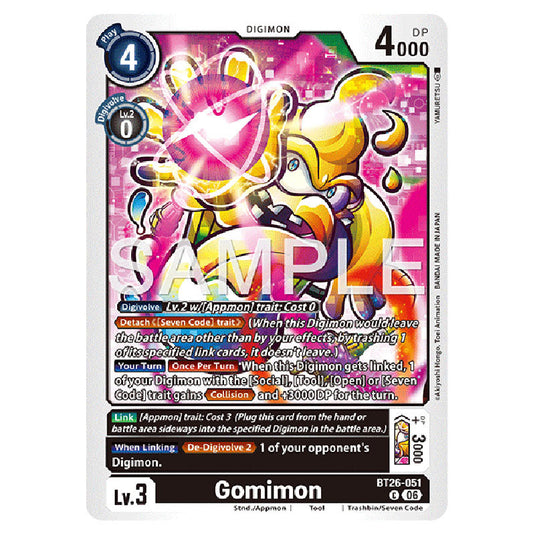 Gomimon BT26-051 card from the Digimon set Timeless Bonds