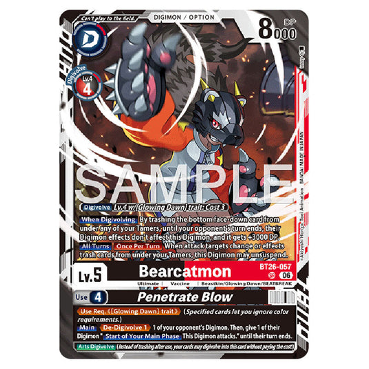 Bearcatmon BT26-057 card from the Digimon set Timeless Bonds