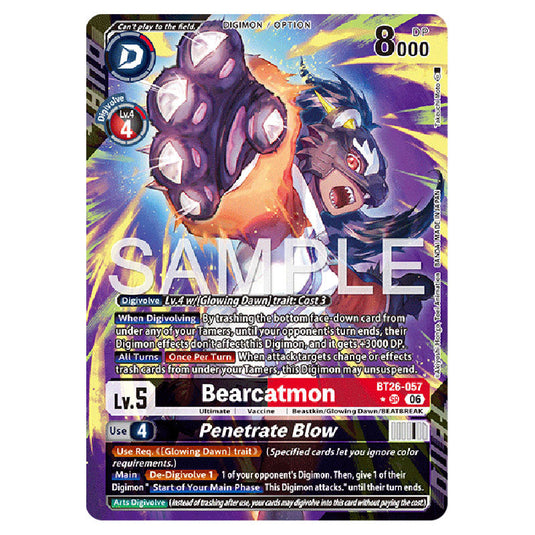 Bearcatmon BT26-057a card from the Digimon set Timeless Bonds