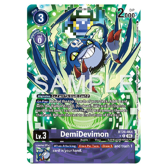 DemiDevimon BT26-064a card from the Digimon set Timeless Bonds