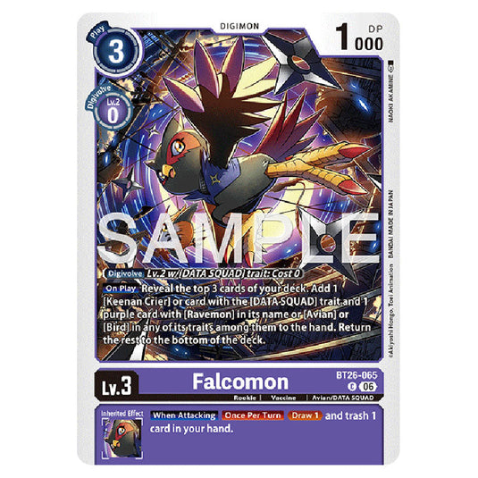 Falcomon BT26-065 card from the Digimon set Timeless Bonds