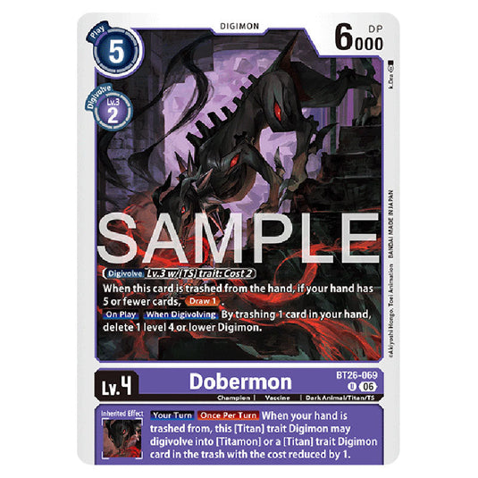 Dobermon BT26-069 card from the Digimon set Timeless Bonds