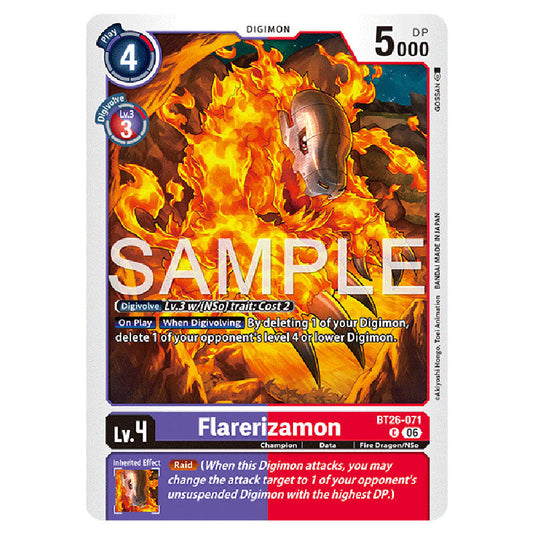 Flarerizamon BT26-071 card from the Digimon set Timeless Bonds