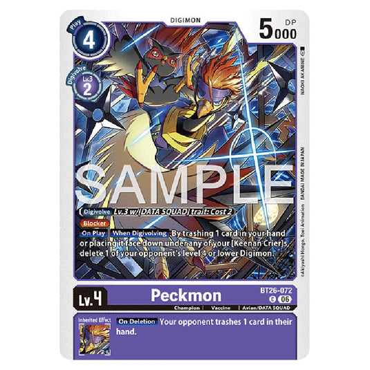 Peckmon BT26-072 card from the Digimon set Timeless Bonds