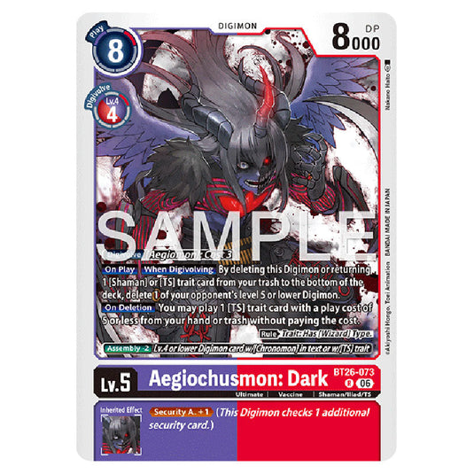 Aegiochusmon: Dark BT26-073 card from the Digimon set Timeless Bonds