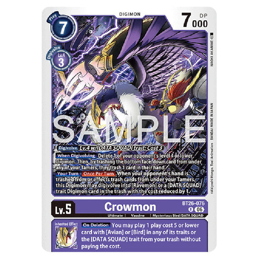 Crowmon BT26-076 card from the Digimon set Timeless Bonds