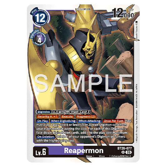 Reapermon BT26-077 card from the Digimon set Timeless Bonds