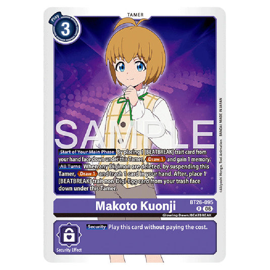 Makoto Kuonji BT26-095 card from the Digimon set Timeless Bonds