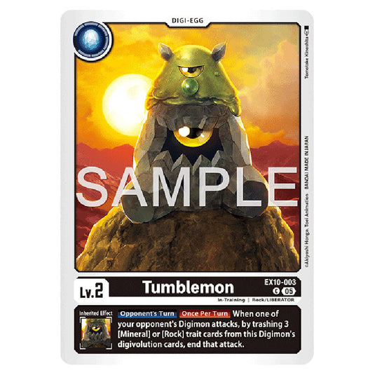 Tumblemon EX10-003 card from the Digimon set EX-10: Extra Booster Sinister Order