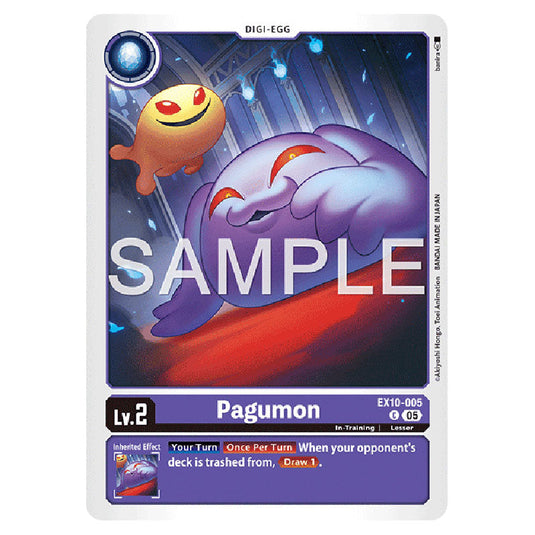 Pagumon EX10-005 card from the Digimon set EX-10: Extra Booster Sinister Order