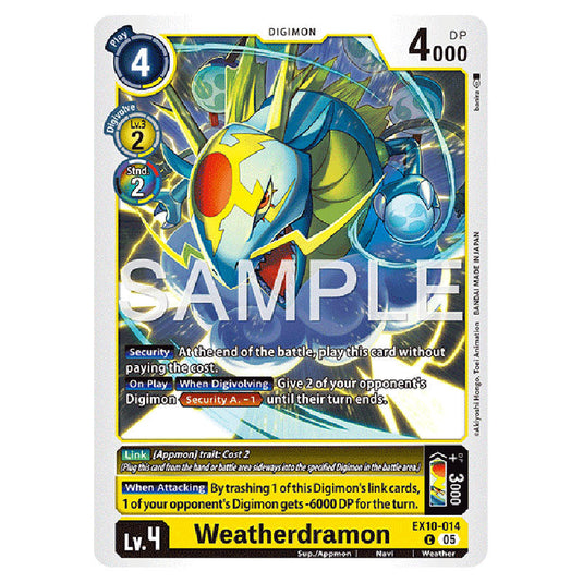 Weatherdramon EX10-014 card from the Digimon set EX-10: Extra Booster Sinister Order