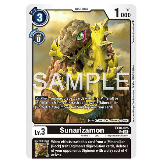 Sunarizamon EX10-025 card from the Digimon set EX-10: Extra Booster Sinister Order