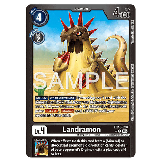 Landramon EX10-028A card from the Digimon set EX-10: Extra Booster Sinister Order