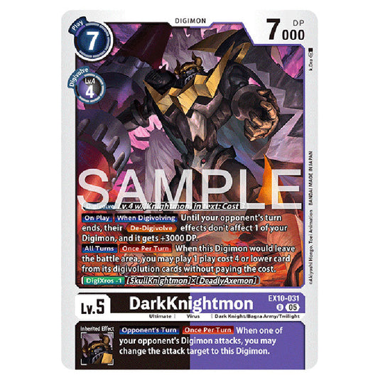 DarkKnightmon EX10-031 card from the Digimon set EX-10: Extra Booster Sinister Order