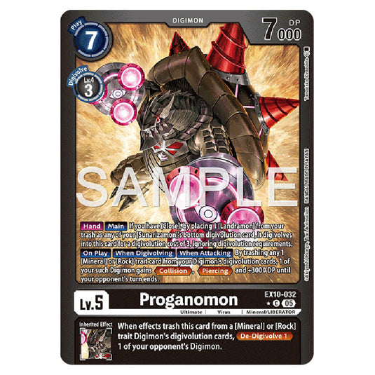 Proganomon EX10-032A card from the Digimon set EX-10: Extra Booster Sinister Order
