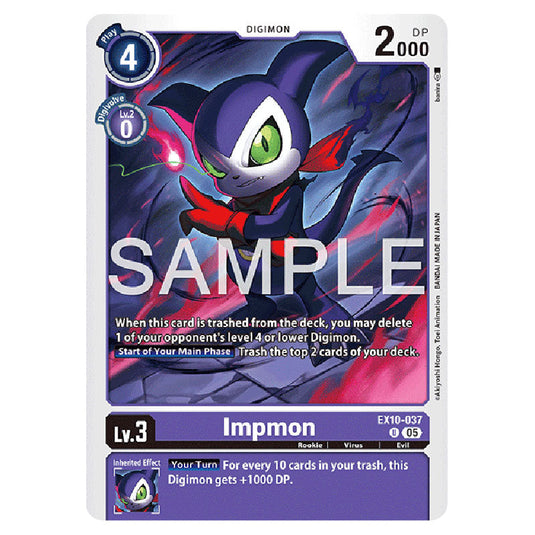Impmon EX10-037 card from the Digimon set EX-10: Extra Booster Sinister Order