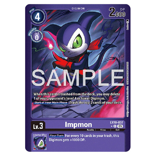 Impmon EX10-037A card from the Digimon set EX-10: Extra Booster Sinister Order