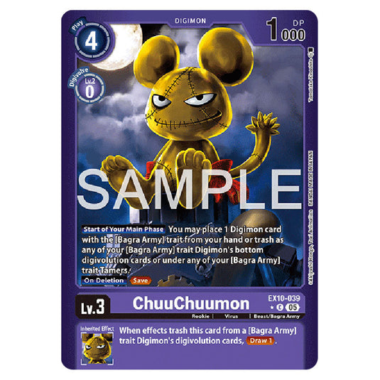 ChuuChuumon EX10-039A card from the Digimon set EX-10: Extra Booster Sinister Order