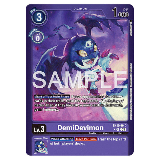 DemiDevimon EX10-040A card from the Digimon set EX-10: Extra Booster Sinister Order
