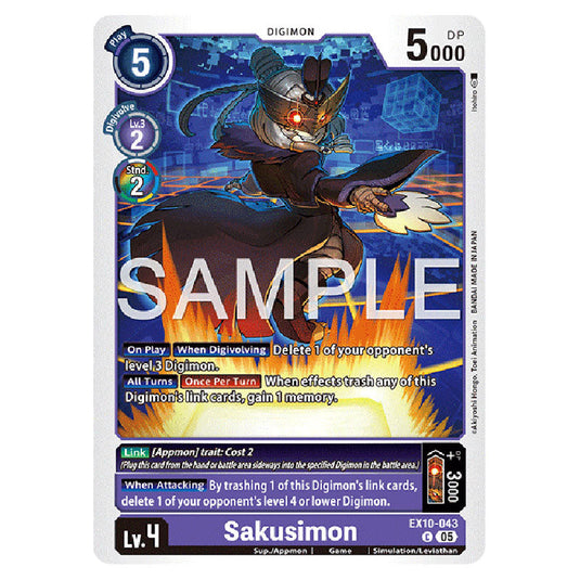 Sakusimon EX10-043 card from the Digimon set EX-10: Extra Booster Sinister Order