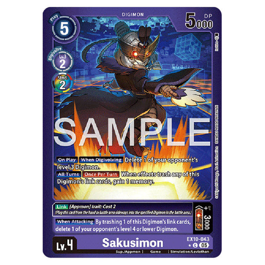Sakusimon EX10-043A card from the Digimon set EX-10: Extra Booster Sinister Order