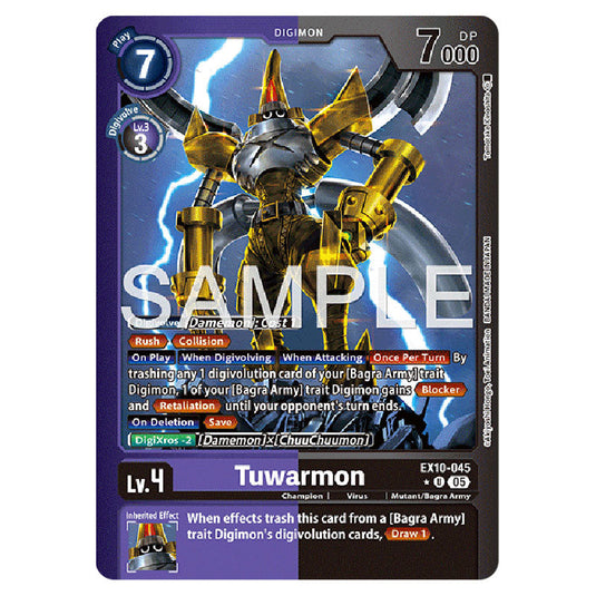 Tuwarmon EX10-045A card from the Digimon set EX-10: Extra Booster Sinister Order