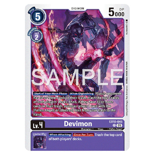 Devimon EX10-046 card from the Digimon set EX-10: Extra Booster Sinister Order