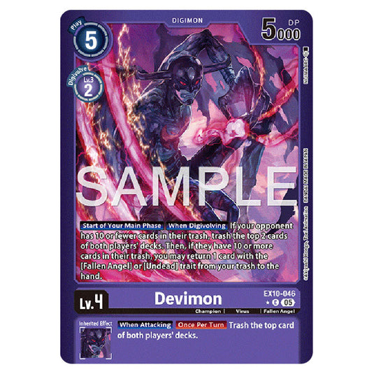 Devimon EX10-046A card from the Digimon set EX-10: Extra Booster Sinister Order